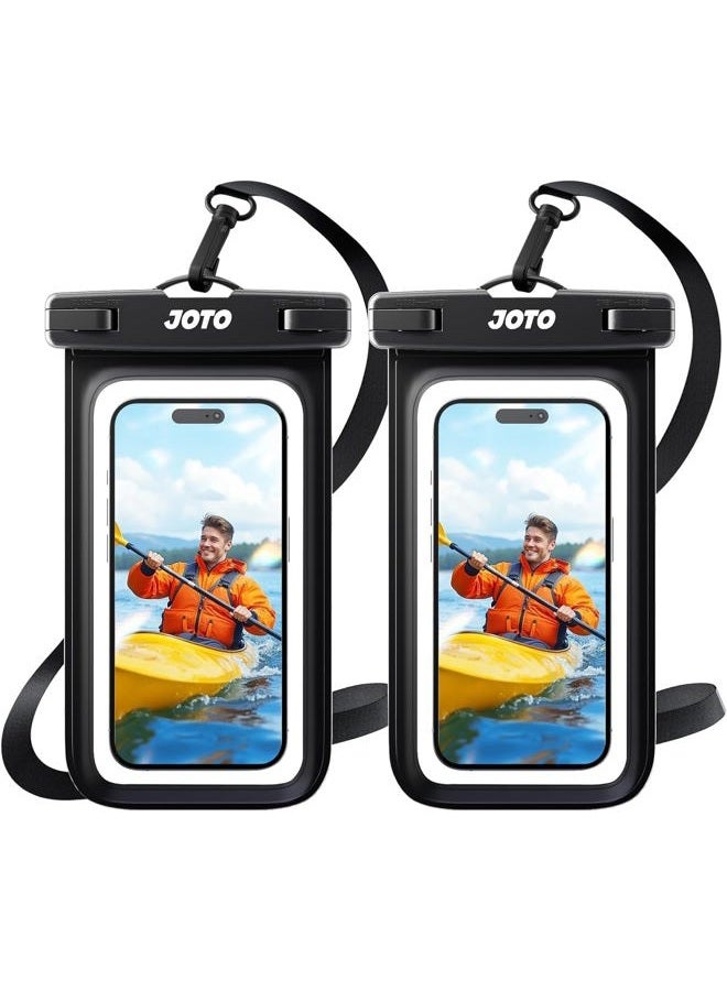 JOTO Waterproof Phone Pouch IPX8 Universal Waterproof Case Dry Bag Phone Protector for iPhone 17 16 15 14 13 12 11 Pro Max Air Plus XS XR X 8 Galaxy S23 S22 S21 S20 Pixel Up to 7" -2 Pack, Black - Image 1
