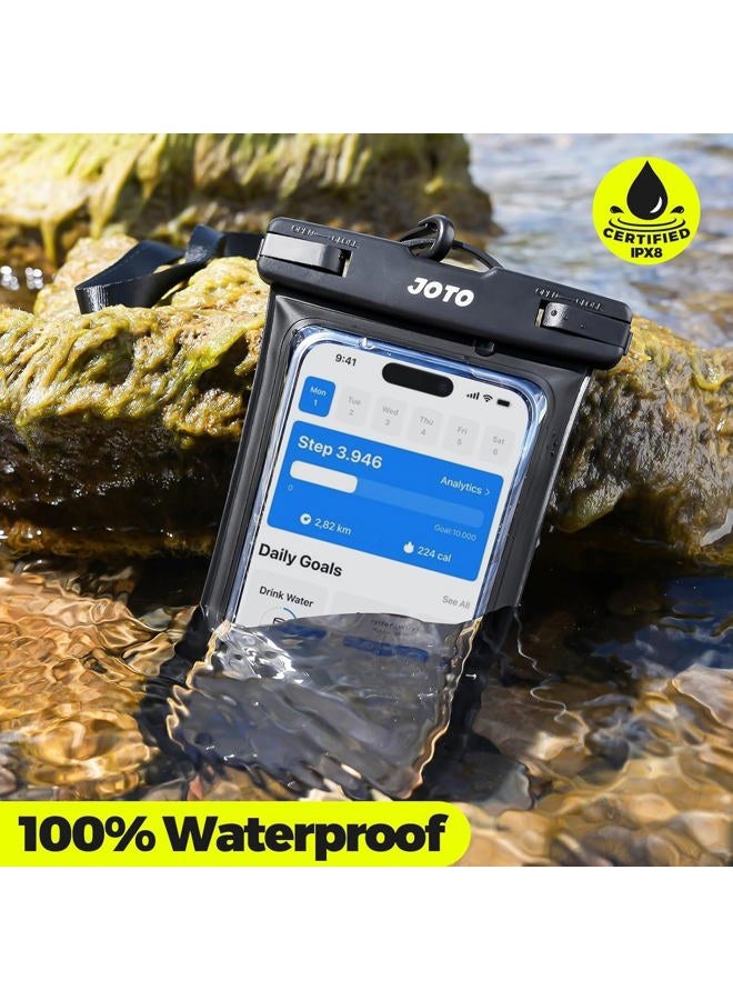 JOTO Waterproof Phone Pouch IPX8 Universal Waterproof Case Dry Bag Phone Protector for iPhone 17 16 15 14 13 12 11 Pro Max Air Plus XS XR X 8 Galaxy S23 S22 S21 S20 Pixel Up to 7" -2 Pack, Black - Image 4