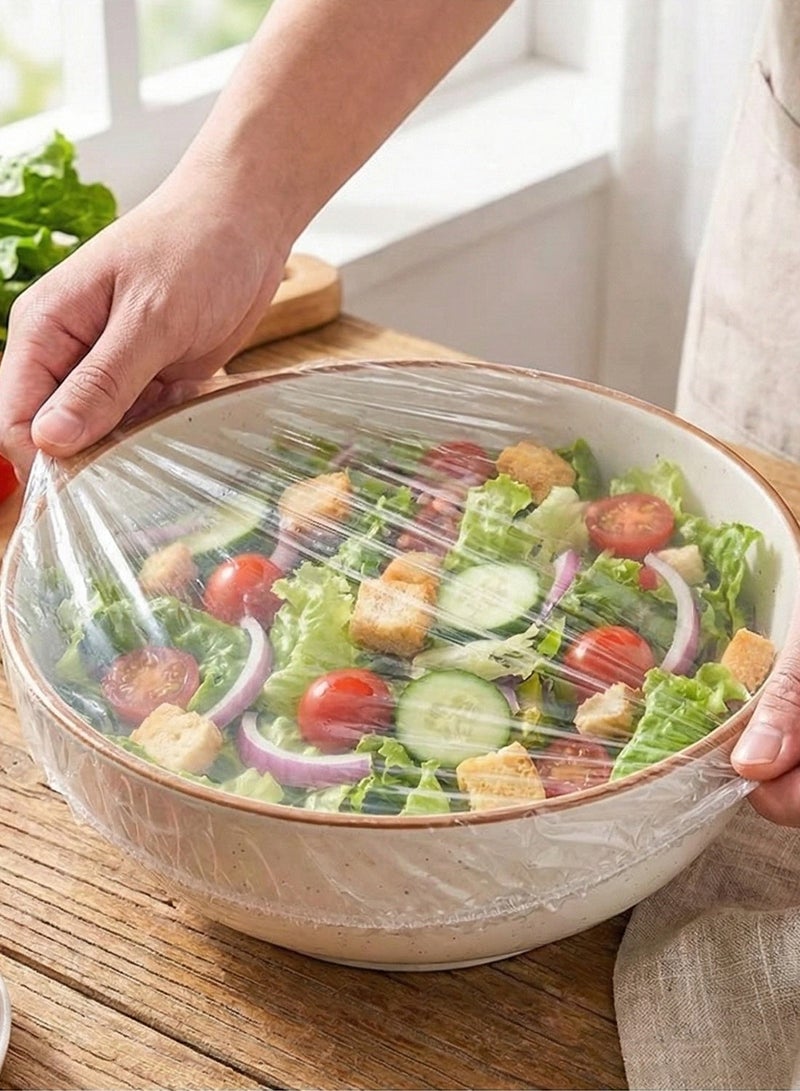 YOONISPRO Reusable Elastic Food Storage Covers, 100 Pieces, Transparent Stretchable Cling Film with Elastic Edge, Stretches Up to 52cm, Fits Bowls & Plates Up to 33cm Diameter, PE Food Wrap - Image 2