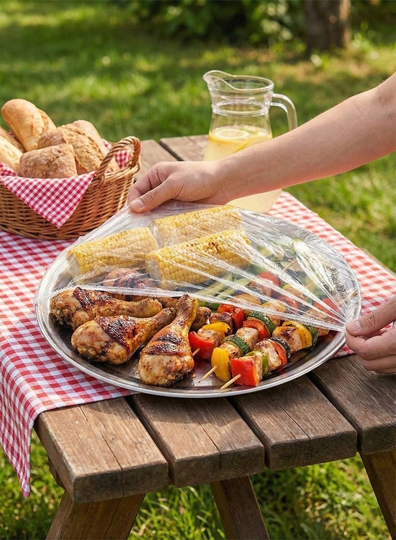 YOONISPRO Reusable Elastic Food Storage Covers, 100 Pieces, Transparent Stretchable Cling Film with Elastic Edge, Stretches Up to 52cm, Fits Bowls & Plates Up to 33cm Diameter, PE Food Wrap - Image 3