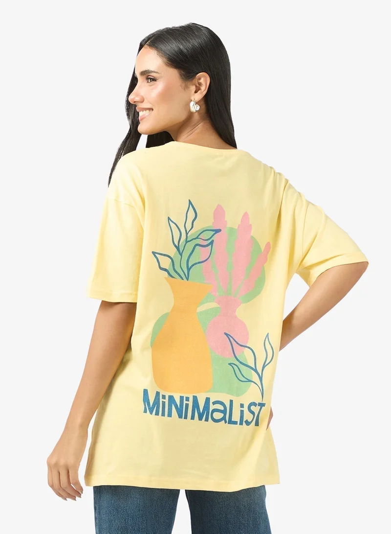 Ginger Cotton Oversize Minimalist Graphic T-shirt