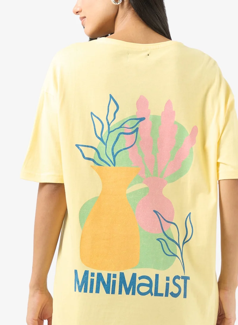 Ginger  Cotton Oversize Minimalist Graphic T-shirt for Women | Best Price UAE