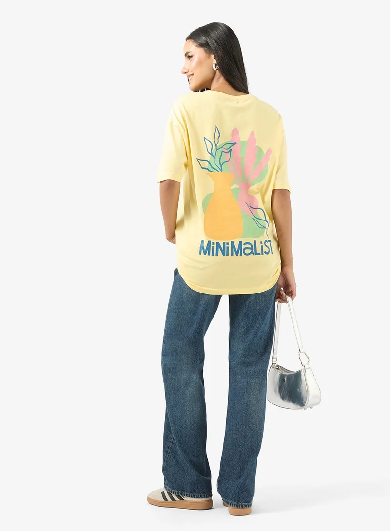 Ginger  Cotton Oversize Minimalist Graphic T-shirt for Women | Best Price UAE