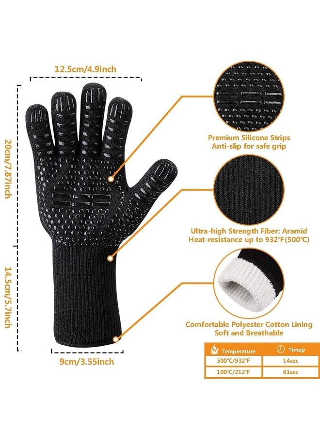 1 Pair of Heat Resistant Cooking Gloves Black - Image 2