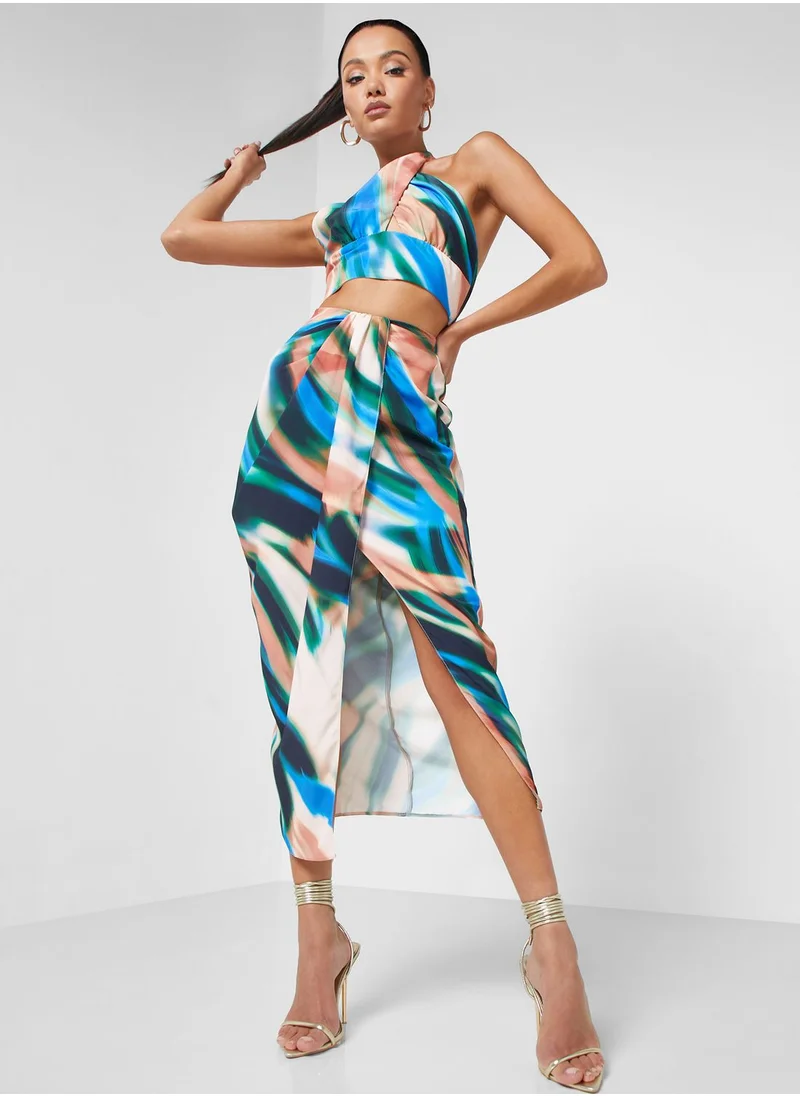 In the style Tie Dye Twist front midi skirt