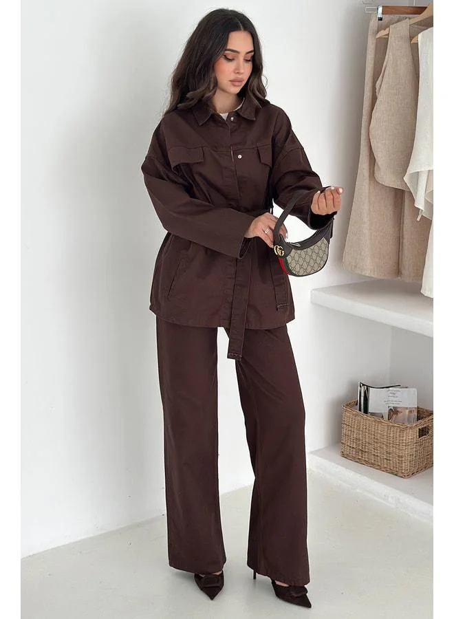 Noa Noa Women's Jacket & Trousers Set with Belt Detail – Urban & Sophisticated Style