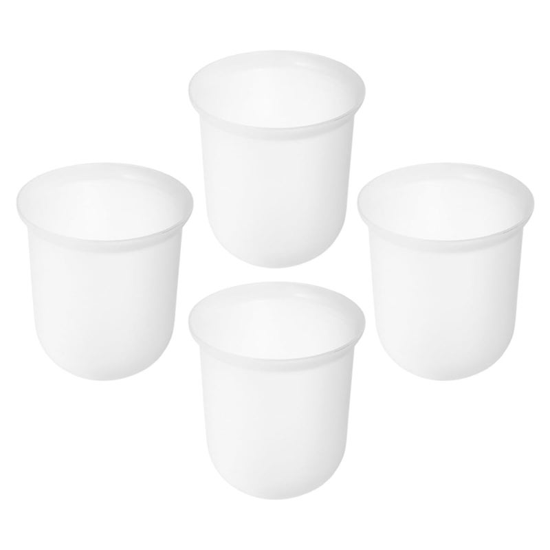 Semi White Plastic Toilet Brush and Holder Set 4 Pieces Round Base for Bathroom Cleaning - Image 2