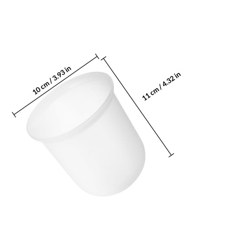 Semi White Plastic Toilet Brush and Holder Set 4 Pieces Round Base for Bathroom Cleaning - Image 3