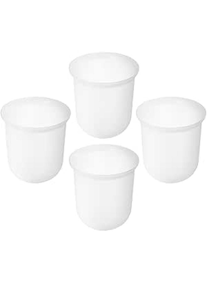 Semi White Plastic Toilet Brush and Holder Set 4 Pieces Round Base for Bathroom Cleaning - Image 1