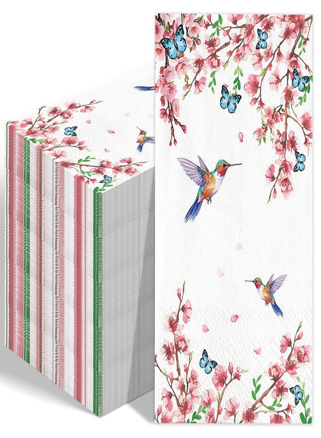 LTWQLing 50 Count Disposable Bathroom Hand Towels, Paper Guest Towels for Bathroom, Butterfly Flower Bird Napkin, Disposable Guest Napkins for Birthday and Holiday Party Supplies - Image 1
