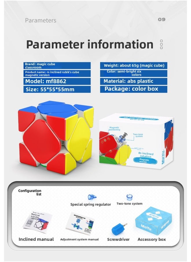 Moyu Culture RS Oblique Turn Magnetic Suspension Third-order Special-shaped Cube Smooth Fun Racing Competition Educational Children's Toys-Color:Magic Domain RS Oblique Rotation-magnetic Color  - Image 1