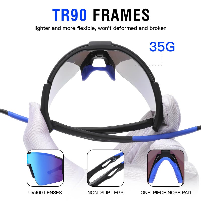 DUCO Sports Sunglasses for Men Cycling Sunglasses Youth Baseball Sun glasses Lightweight TR90 Frame Goggles DC0032 - Image 4