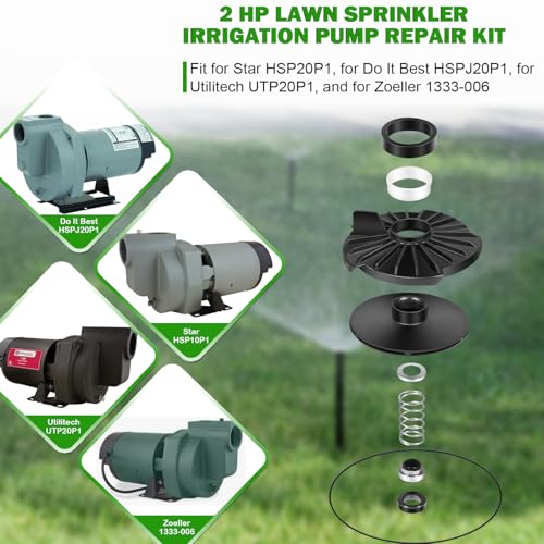 Bonbo 023705 Water Systems Repair Kit 2 HP Lawn Sprinkler Irrigation Pump Repair Kit Fit for Star HSP20P1 for Do It Best HSPJ20P1 for Utilitech UTP20P1 for Zoeller 1333006 - Image 3