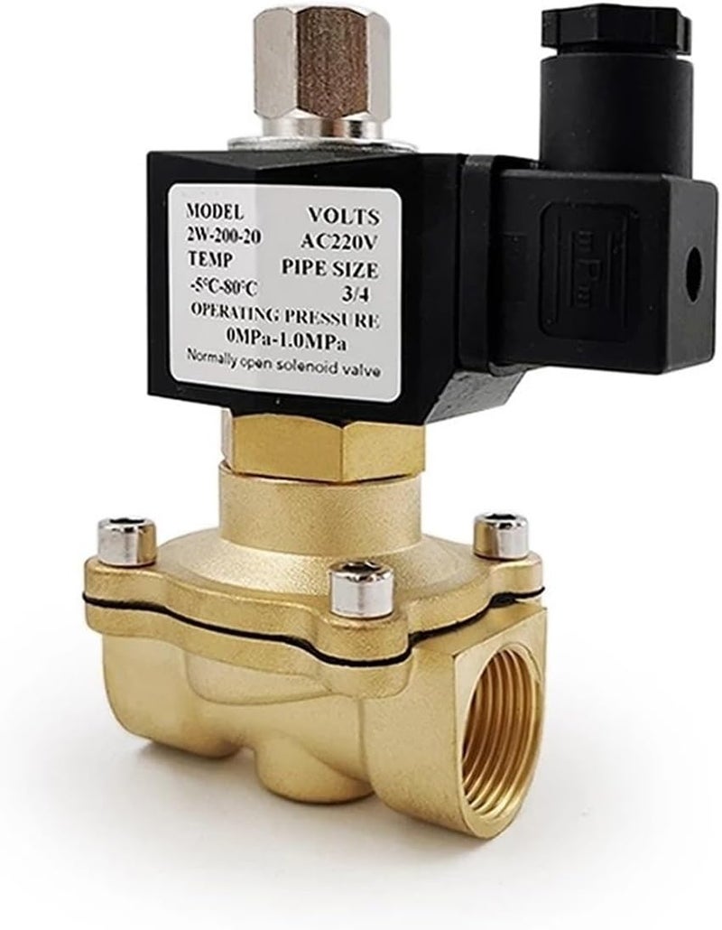 صمام كهربائي مغناطيسي من النحاس الأصفر عادة مفتوح (N/O) من رهبي بمقاسات 1/4 بوصة، 3/8 بوصة، 1/2 بوصة، 3/4 بوصة، 1 بوصة، DN15، يعمل بجهود 12 فولت، 24 فولت، 220 فولت، 110 فولت، صمام هوائي للماء والزيت (اللون: DC24V، المقاس: DN10) - Image 1