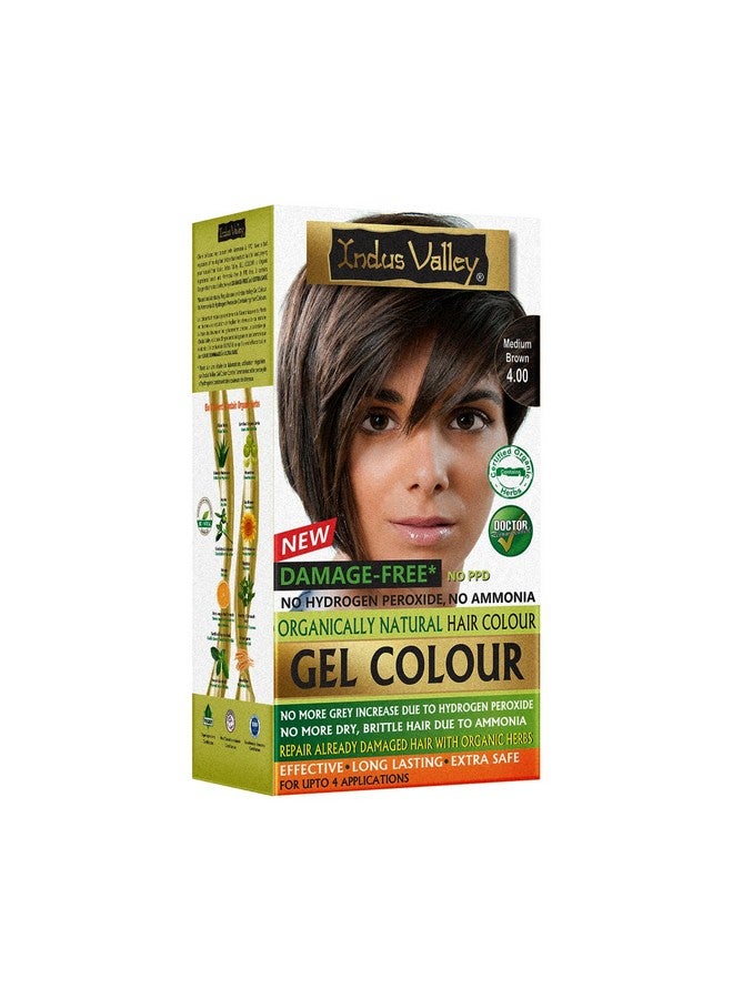 Indus Valley Damage Free Natural Gel Hair Colour For Women | Ammonia & Ppd Free Organic Hair Colour With 100% Grey Coverage, Long Lasting Conditioning Hair Color | Medium Brown 4.00-220 Ml - Image 1