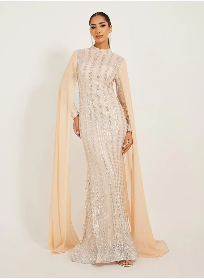 ستايلي Embellished Long Sleeves A-Line Maxi Dress