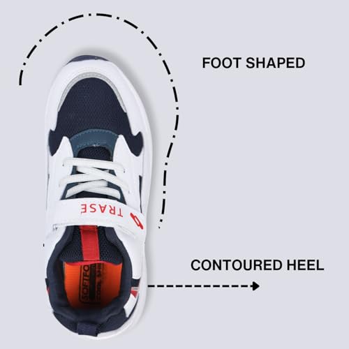 TRASE Next-II Kids Boys Sports Shoe |Running, Walking, All Day Casual Wear | White-Navy Blue, 11 UK - Image 3