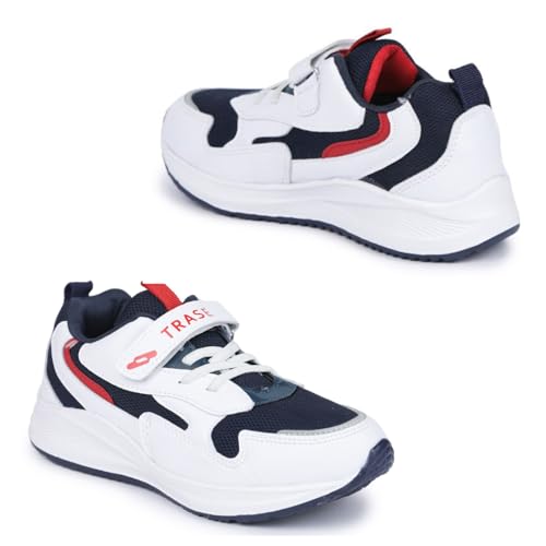 TRASE Next-II Kids Boys Sports Shoe |Running, Walking, All Day Casual Wear | White-Navy Blue, 11 UK - Image 5