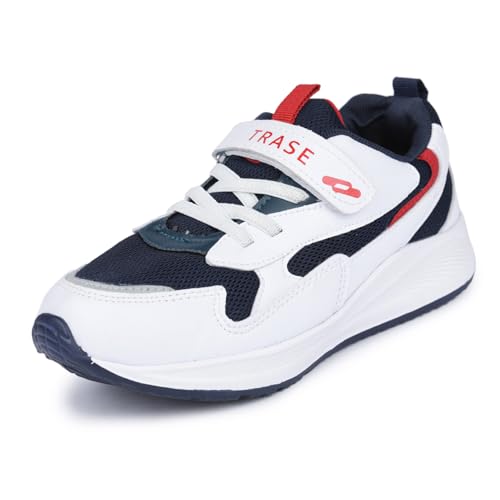 TRASE Next-II Kids Boys Sports Shoe |Running, Walking, All Day Casual Wear | White-Navy Blue, 11 UK - Image 1