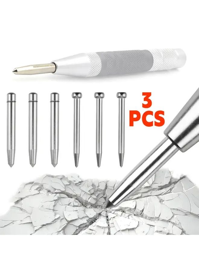 3 Pcs Heavy Duty Automatic Center Punch Set for Metal Wood Glass Plastic - Image 2