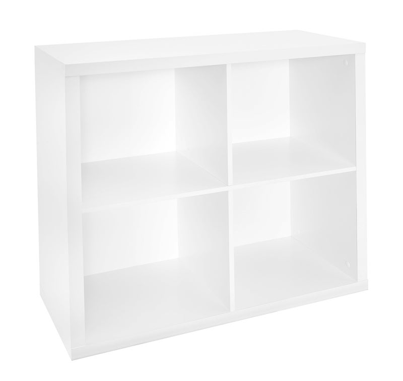 ClosetMaid ClosetMaid 4 Cube Storage Shelf Organizer Bookshelf with Back Panel Easy Assembly Wood White Finish 