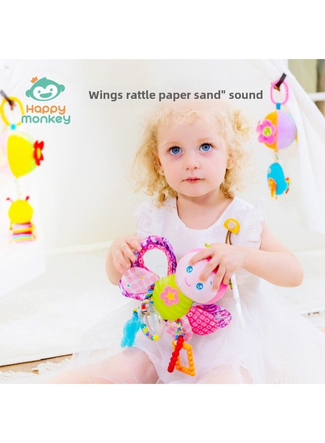 Happy Monkey Baby Rattle Pendant Teeth Lathe Hanging Newborn Teeth Plush Toy Baby Toy-Color:Lathe Hanging-butterfly - Image 4