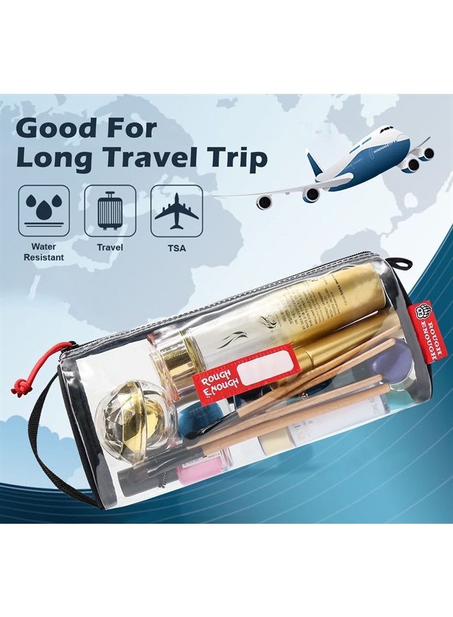 RE ROUGH ENOUGH حقيبة أدوات التجميل الشفافة من روف إنوف للسفر - حقيبة أدوات الحلاقة - علبة فرشاة الأسنان للسفر للرجال مع مقبض