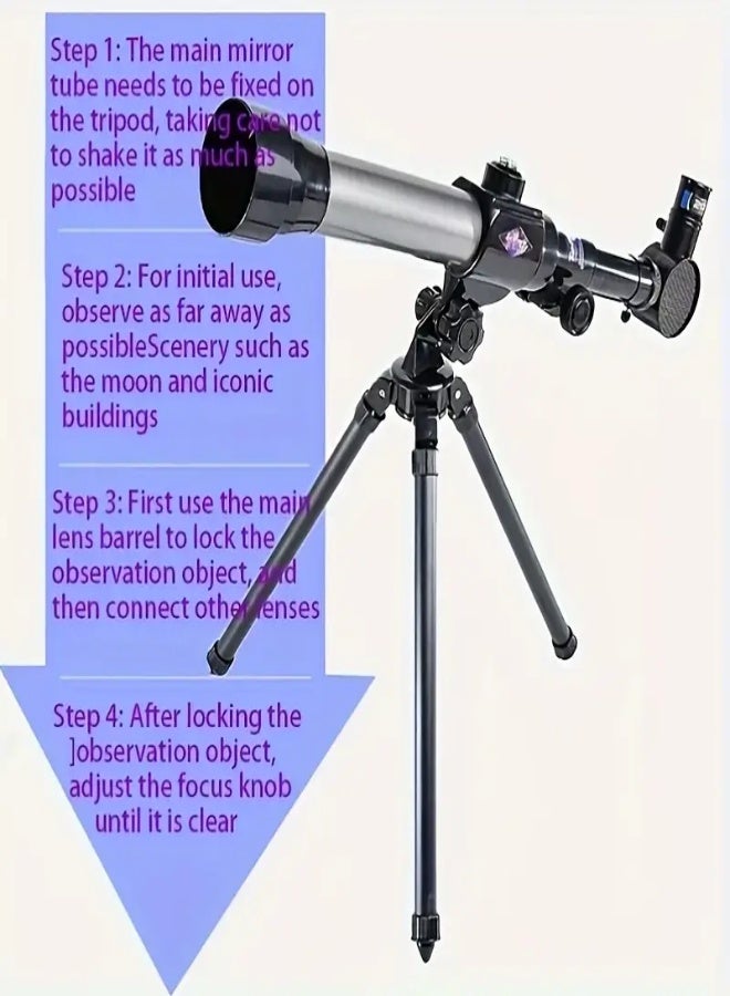 High-Definition Portable Monocular Telescope Kit for Beginners – 40X Magnification, 51mm Lens, Manual Focus, Lightweight Design for Moon and Star Viewing – Ideal Astronomy Gift for Kids and Adults - Image 4
