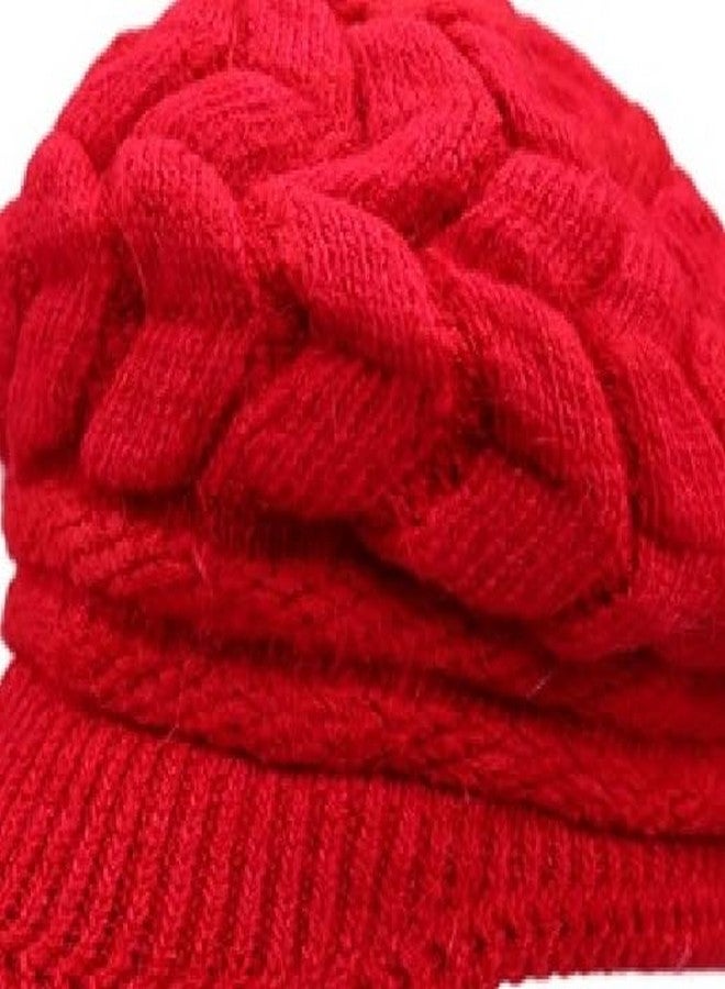 Alexvyan Imported Unisex Wool Men and Women Winter Cap Woolen Knitted Warm Hat (Fur Inside) Hats for Ladies Beanie Girls Skullies Caps (Red) - Image 4