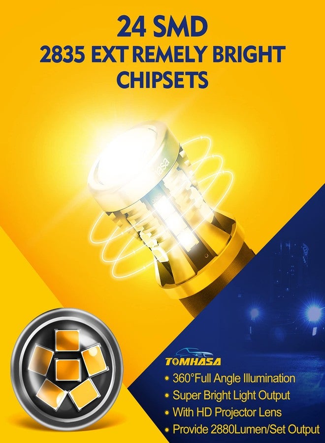 مصابيح تومهاسا 3157 LED لإشارات الانعطاف، لون أصفر كهرماني، 3056، 3156، 3057، 4157، مصابيح بديلة LED لإشارات الانعطاف الأمامية والخلفية، ومصابيح التوقف، ومصابيح الفرامل، عبوة من قطعتين - Image 3