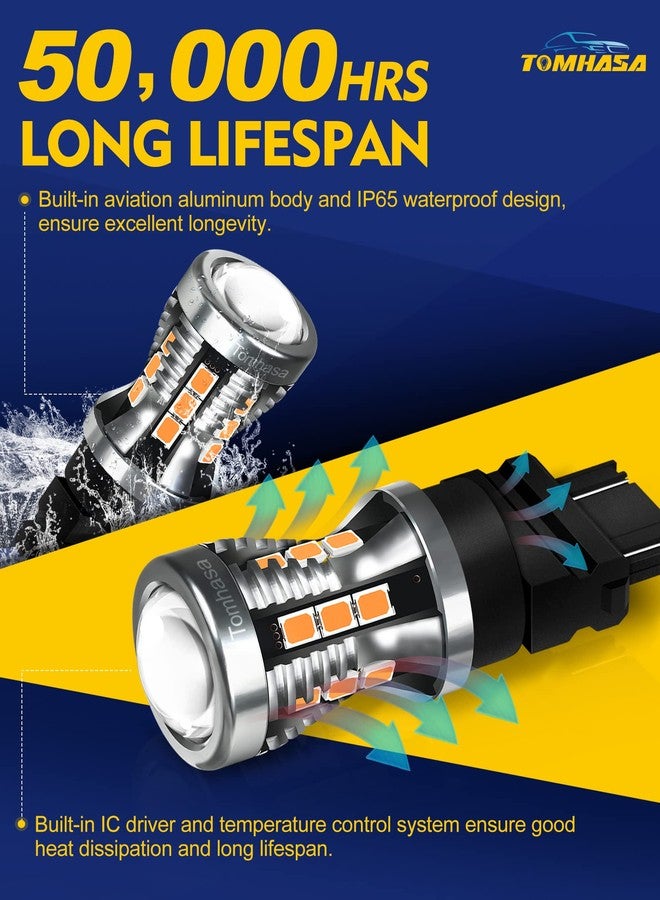 مصابيح تومهاسا 3157 LED لإشارات الانعطاف، لون أصفر كهرماني، 3056، 3156، 3057، 4157، مصابيح بديلة LED لإشارات الانعطاف الأمامية والخلفية، ومصابيح التوقف، ومصابيح الفرامل، عبوة من قطعتين - Image 5