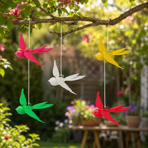 ELAN Hanging Decorative Rockstar Bird for Home Balcony and Garden Decor (Set of 5- Multicolour) - Image 4