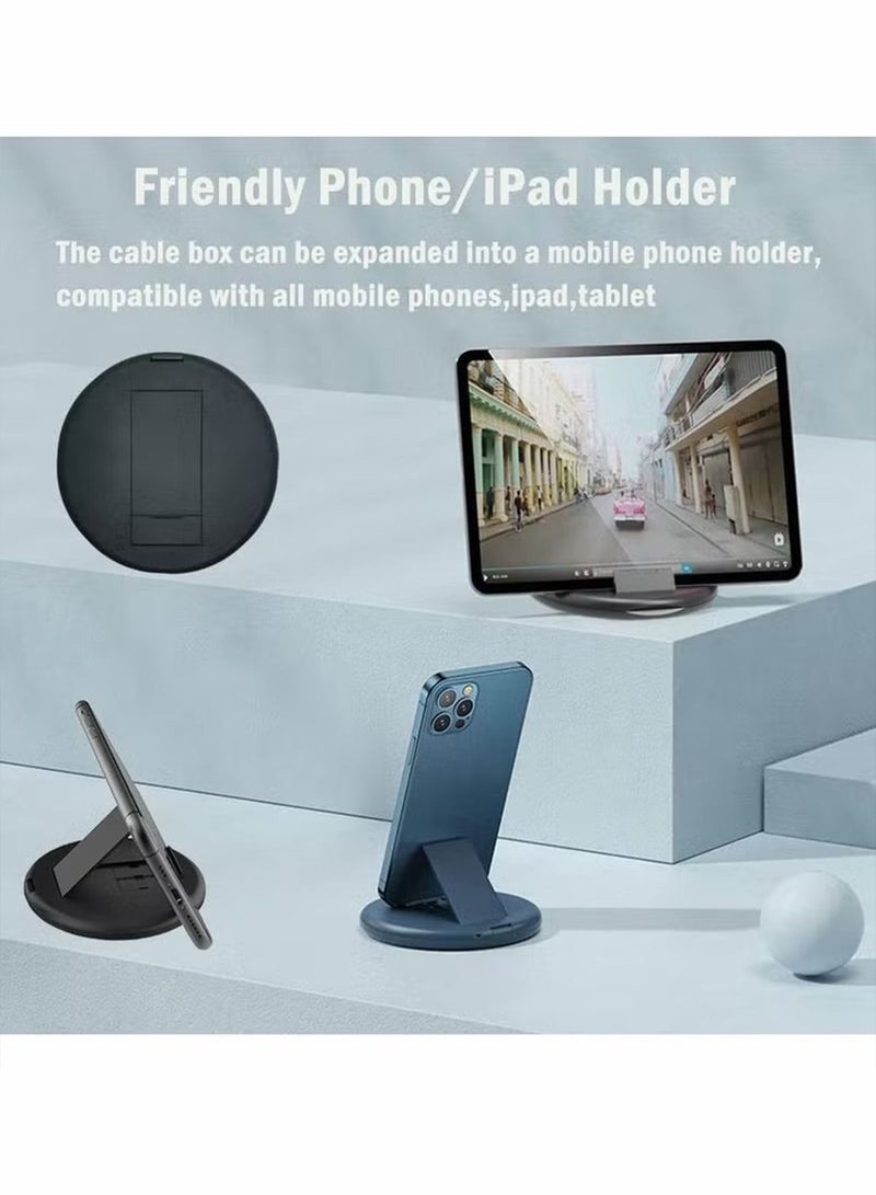 1 PCS USB Cable Conversion Storage Box Multi-type Charging Cable Converter Micro Data Transfer Tool Contains SIM Card Slot Tray Eject Pin Also Used As A Phone Holder Black - Image 5