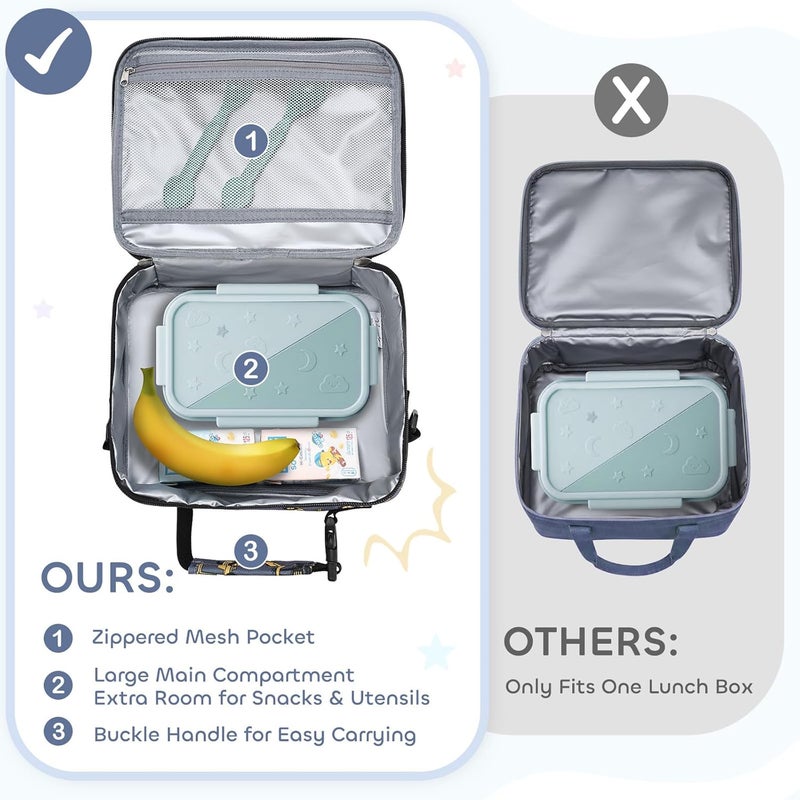 Vaschy Lunch Box Bag for Kids, Reusable Insulated Lunch Box Containers Coolers for Toddler Boys and Girls with Detachable Shoulder Strap for Daycare School Grey Excavator - Image 4