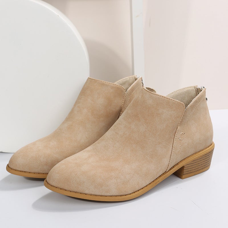 British Style Short Boots Pointed Martin Boots 2024 Plus Size Thick Heel Zipper Shoes Manufacturers - Image 1