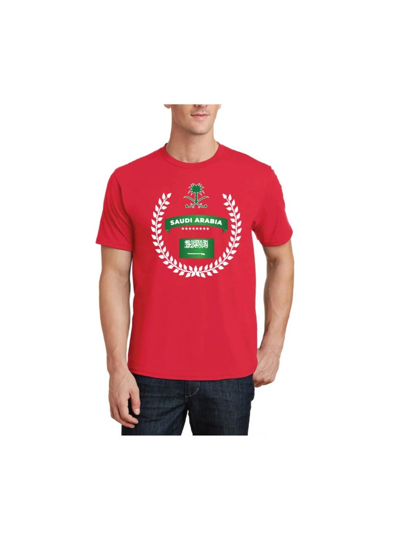 Saudi Arabia National Day Men's T-Shirt – Short Sleeve Round Neck Soft Cotton Tshirt - Perfect For Celebrating Saudi National Day, Events - Image 1