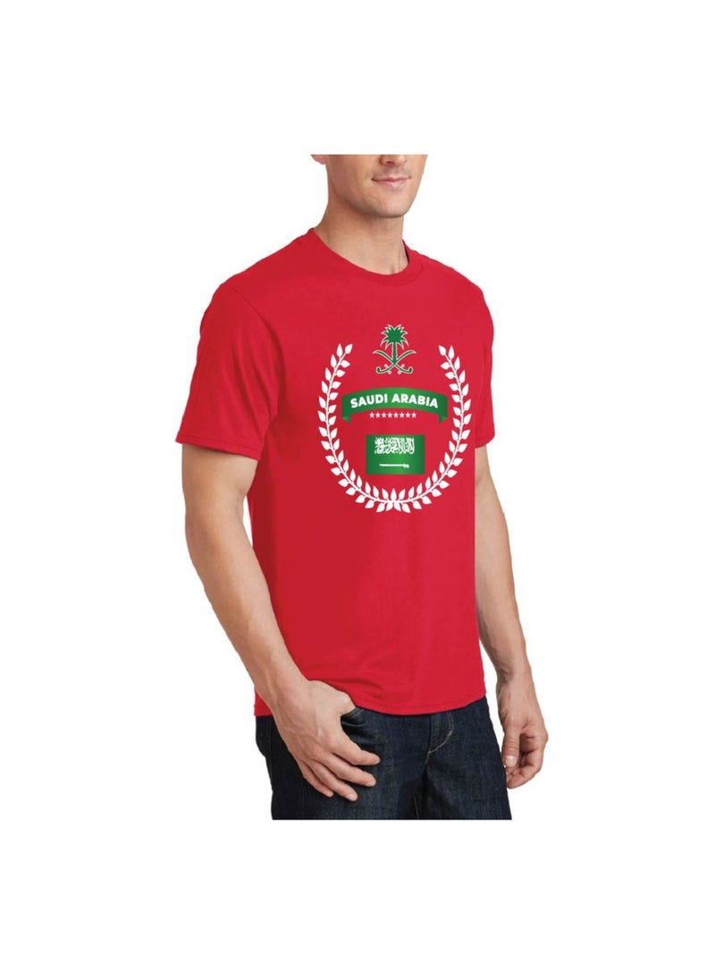Saudi Arabia National Day Men's T-Shirt – Short Sleeve Round Neck Soft Cotton Tshirt - Perfect For Celebrating Saudi National Day, Events - Image 4