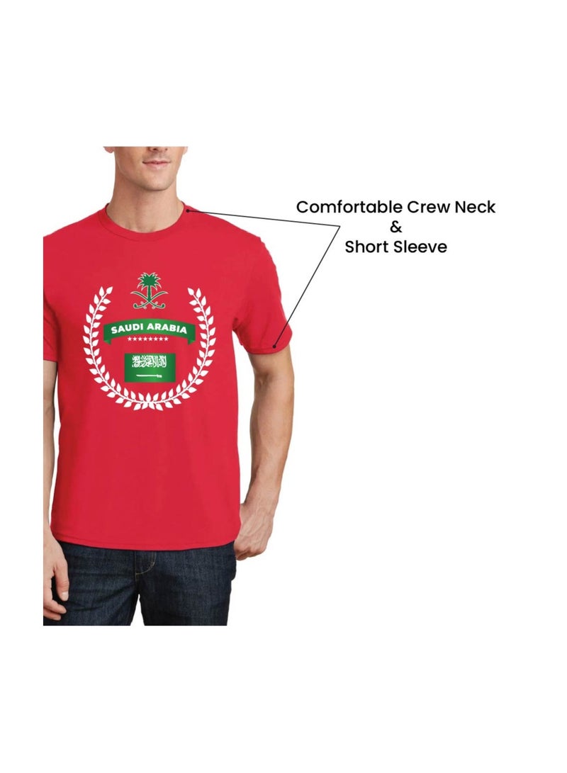 Saudi Arabia National Day Men's T-Shirt – Short Sleeve Round Neck Soft Cotton Tshirt - Perfect For Celebrating Saudi National Day, Events - Image 5