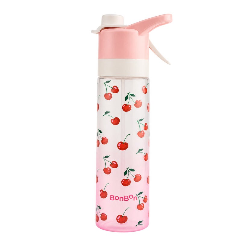 Bonbon - Tritan Kids Water Bottle With Cooling Spray - Cherries - 650 ml - Image 1