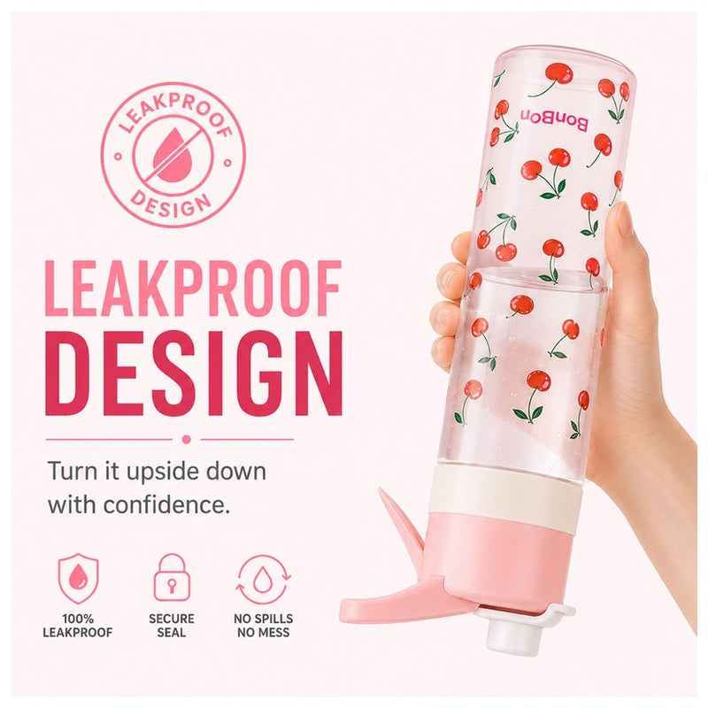 Bonbon - Tritan Kids Water Bottle With Cooling Spray - Cherries - 650 ml - Image 5