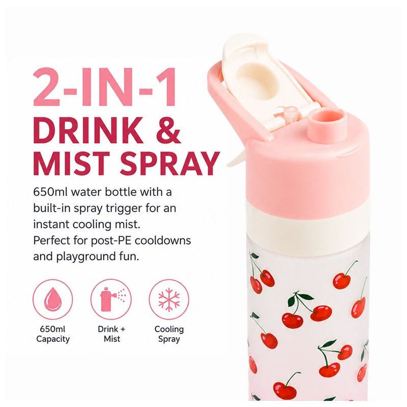 Bonbon - Tritan Kids Water Bottle With Cooling Spray - Cherries - 650 ml - Image 3