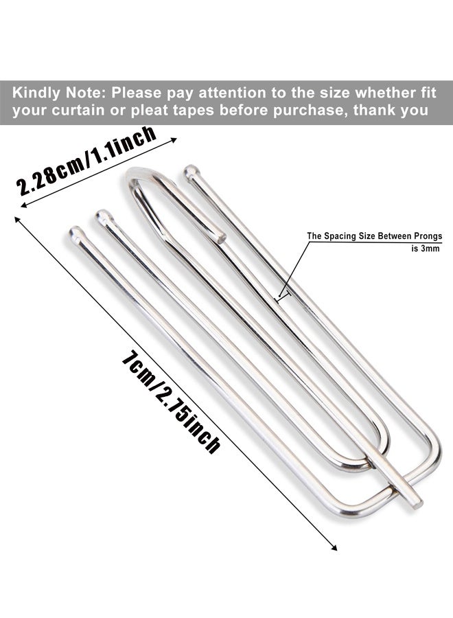 30 قطعة من خطافات ودبوس الستائر المصنوعة من الفولاذ المقاوم للصدأ للستائر المطوية ذات 4 شوكات ومشابك طيات قابلة للضغط للنوافذ والأبواب وستارة الحمام - Image 2