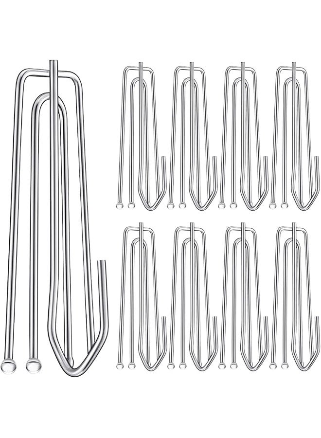 30 قطعة من خطافات ودبوس الستائر المصنوعة من الفولاذ المقاوم للصدأ للستائر المطوية ذات 4 شوكات ومشابك طيات قابلة للضغط للنوافذ والأبواب وستارة الحمام - Image 1