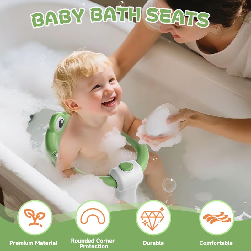 WyfKyd Baby Bath Seat for Babies 6 Months & Up - Toddler Bath Seats for Baby Sitting Up with 4 Suction Cups & Soft Cushion, Non-Slip Infants Shower Bathtub Chair for Newborn Boys Girls, Green - Image 2