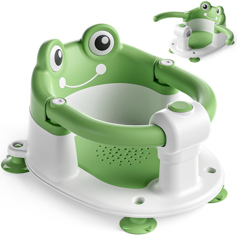 WyfKyd Baby Bath Seat for Babies 6 Months & Up - Toddler Bath Seats for Baby Sitting Up with 4 Suction Cups & Soft Cushion, Non-Slip Infants Shower Bathtub Chair for Newborn Boys Girls, Green - Image 1