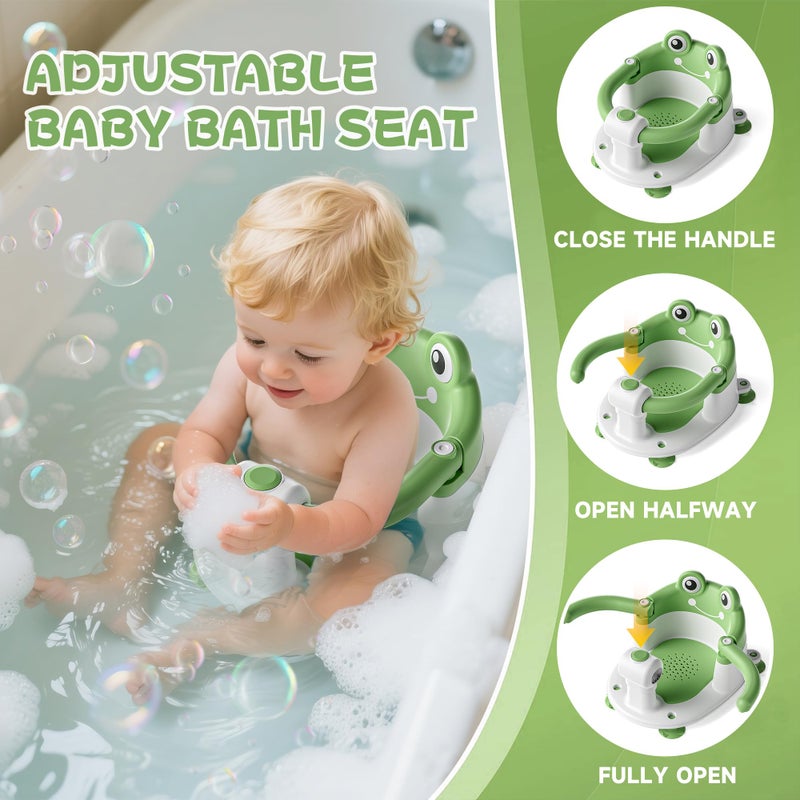 WyfKyd Baby Bath Seat for Babies 6 Months & Up - Toddler Bath Seats for Baby Sitting Up with 4 Suction Cups & Soft Cushion, Non-Slip Infants Shower Bathtub Chair for Newborn Boys Girls, Green - Image 4