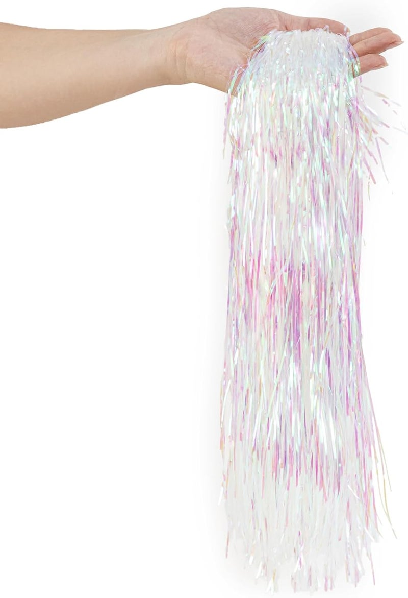Gloreyan 2500 Strands Christmas Tinsel Icicles Iridescent Tinsel Foil Fringe Icicles Christmas Tree Tinsel Decoration for Christmas Birthday Wedding Party Hanging Decoration (White) - Image 1