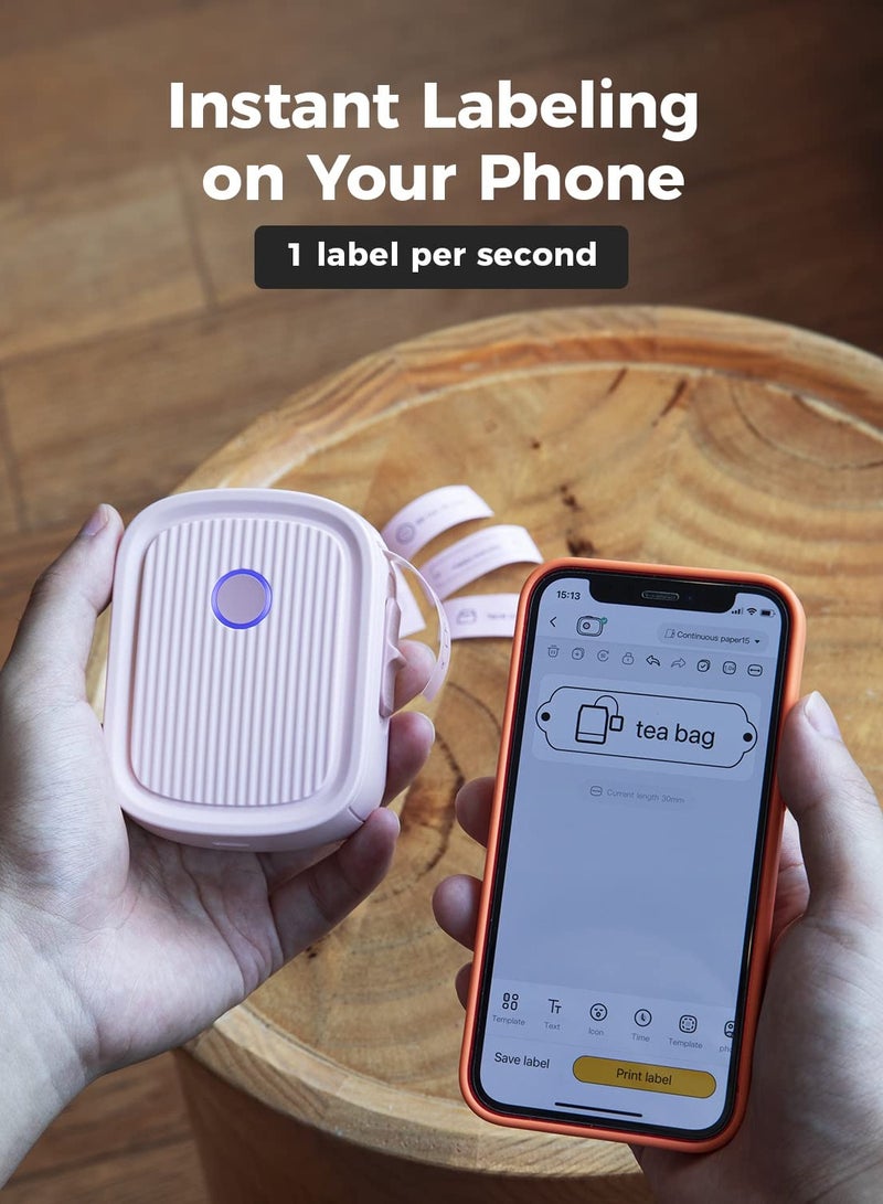 Arabest Label Makers Machine, 0.6 Inch Rechargeable Mini Labeler,Portable Bluetooth Wireless Label Printer Handheld, Multiple Templates Inkless for Phone Office Home Organization - Image 2