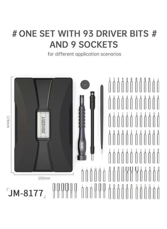 طقم مفكات JAKEMY JM-8177 براغي احترافية عالية الدقة بمقبض من الألومنيوم 106 في 1 متعددة الاستخدامات