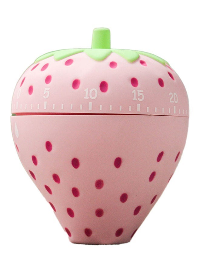 NIBEMINENT Strawberry Shaped Mechanical Kitchen Timer Pink/Green 6.6x6.6x7.2cm - Image 1